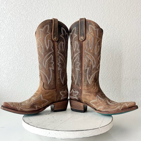 NEW Lane SARATOGA Womens Cowboy Boots 6 Brown Leather Western Cowgirl Mid Calf - Picture 9 of 14